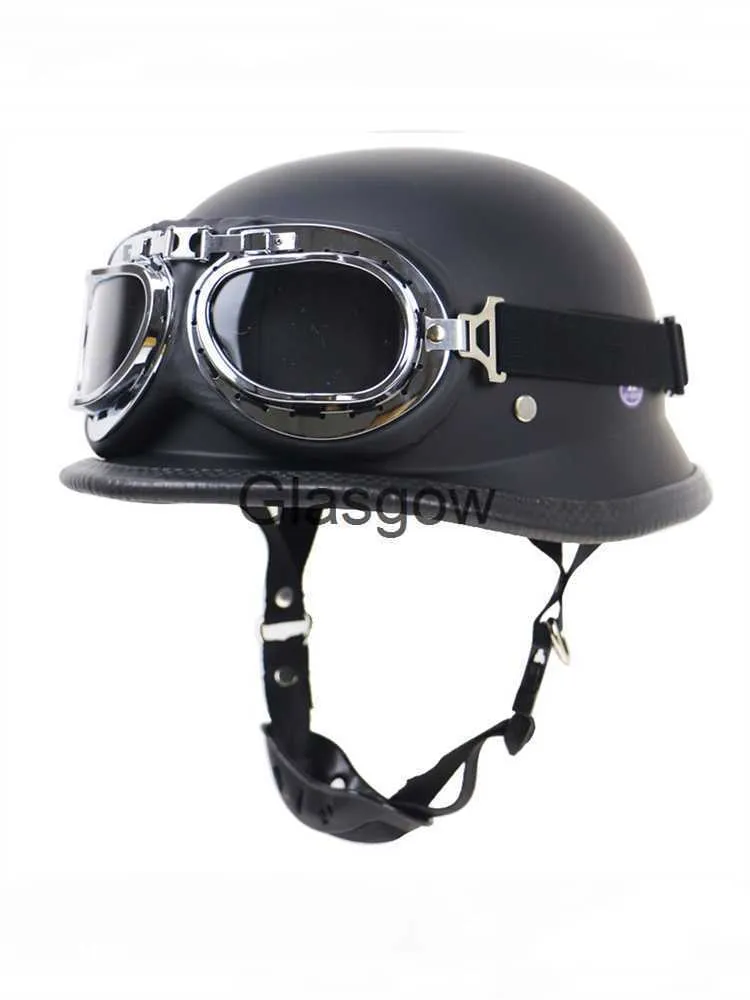 Motorcykelhjälmar prickar ny vintage tysk stil motorcykel öppen ansikte halva hjälm mössa unisex retro motorcykel ridning hackare halv casco moto capacete x0802