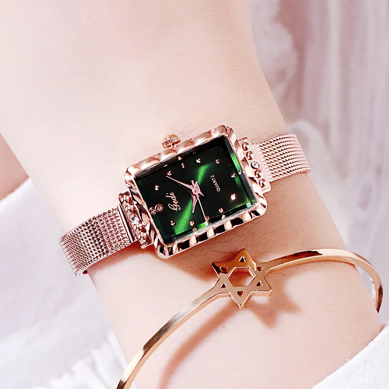 Relógio feminino relógios de luxo designer de alta qualidade edição limitada quartzo-bateria retângulo 21mm relógio de aço inoxidável