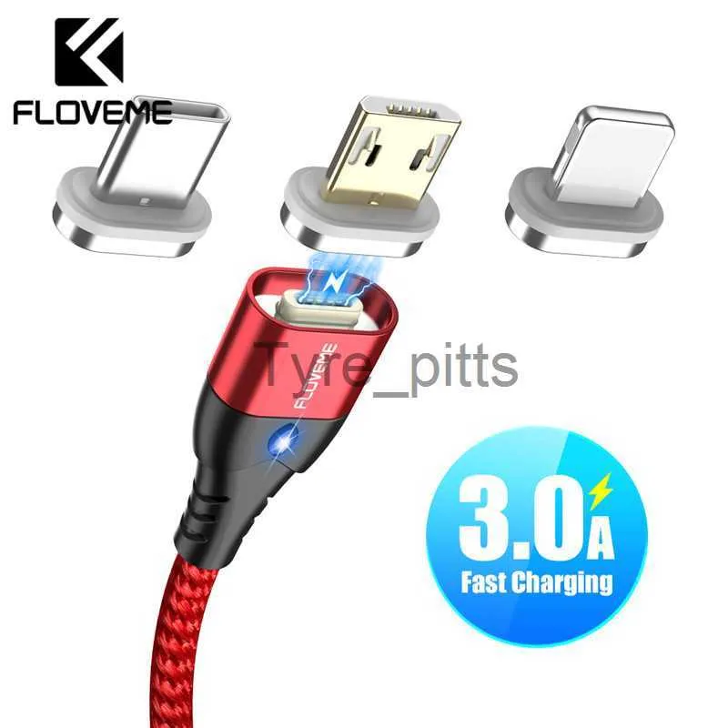 شواحن/كابلات Floveme Magnetic Micro Micro USB Type C for iPhone 11 Samsung Fast 3A شحن المغناطيس سلك سلك سلك Cable Cable للهاتف X0804