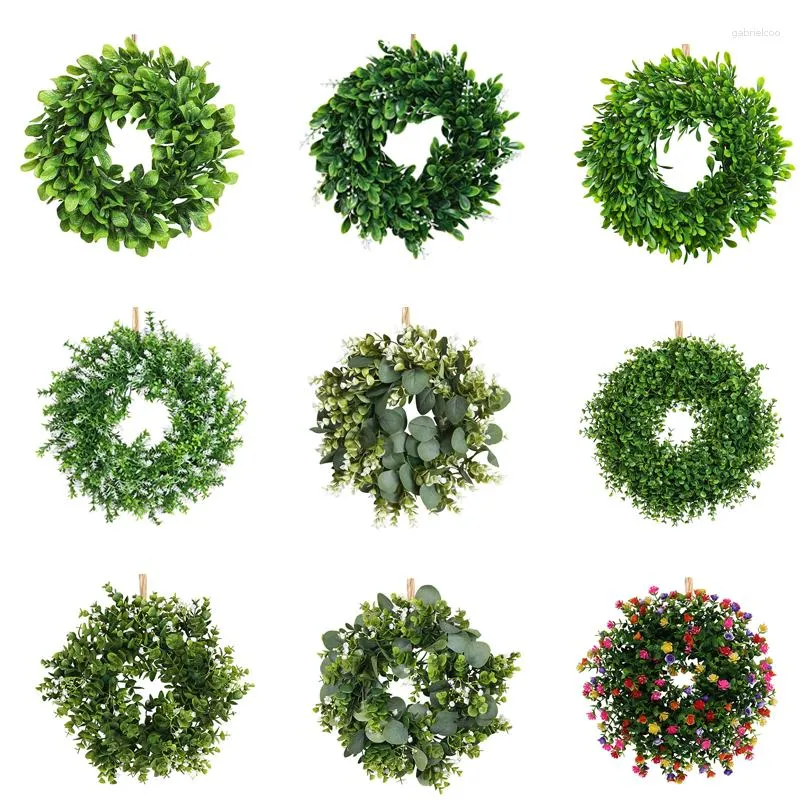 Decorative Flowers Door Simulation Plant Wreath Complimentary Twine Hooks Greenery Hanging Decorations Home Combination