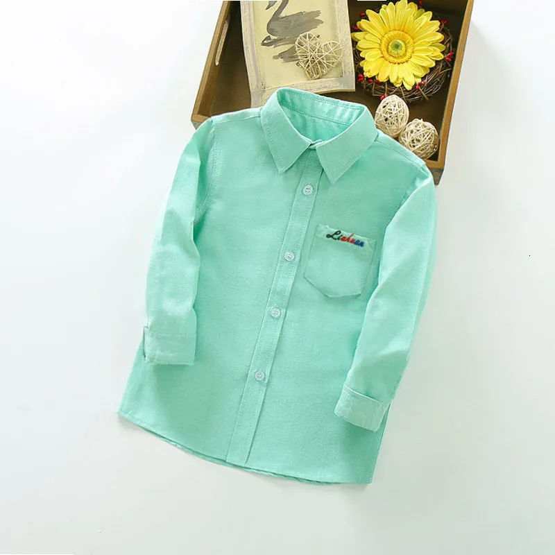 キッズシャツIenens Yong Boy Shirts Kids Clothes Solid Color 3111年長袖シャツスプリングトップスTEESシャツ子供カジュアルブラウス230803