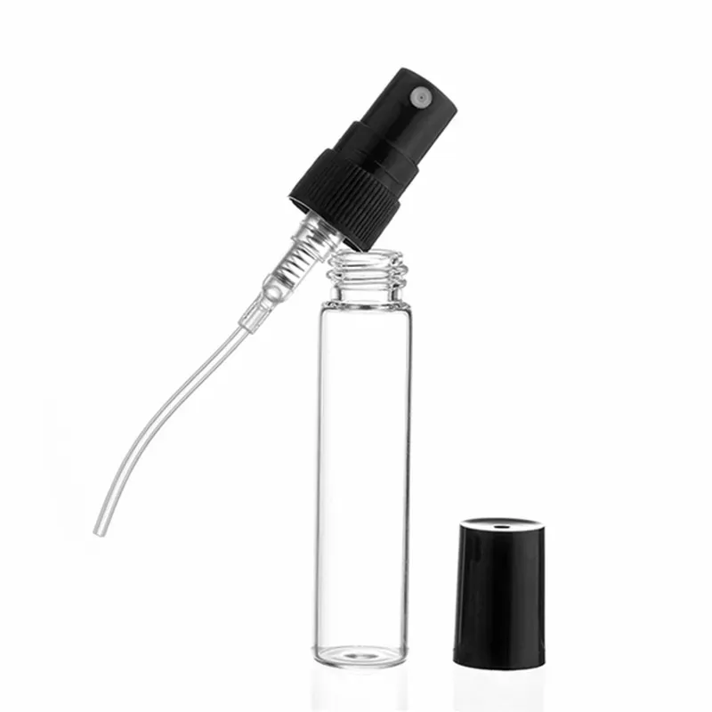 2ML 3ML 5ML 10ML Black Clear Portable Mini Perfume Glass Bottle Empty Cosmetics Bottles Sample Thin Glass Vials