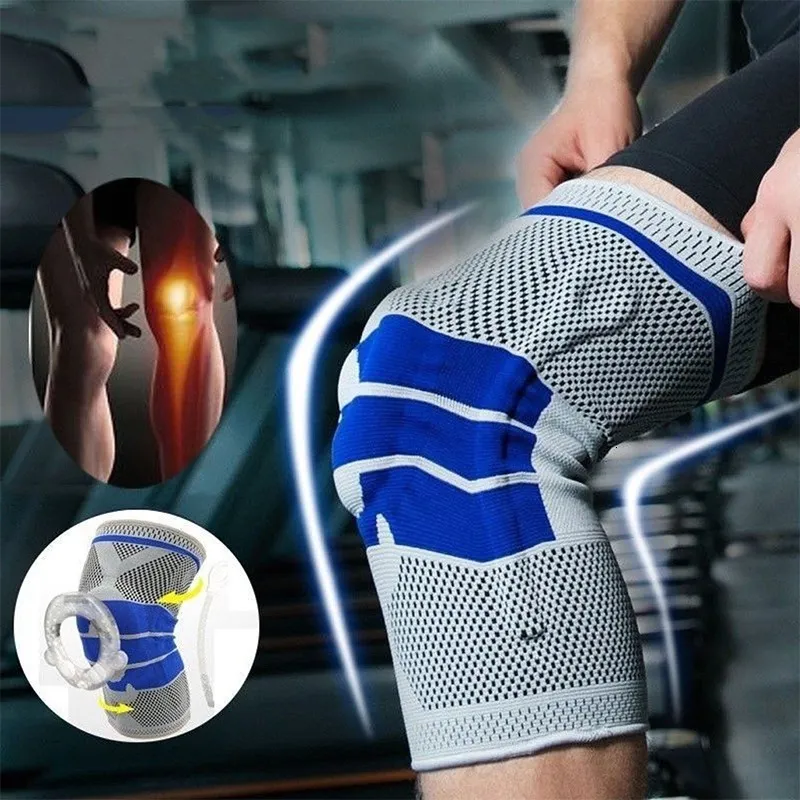 Łokciowe kolano silikonowe sprężyna Pełne kolano pasek rzepki wsparcie środkowe mocne meniscus Compression Protection Sport Kosz 230803