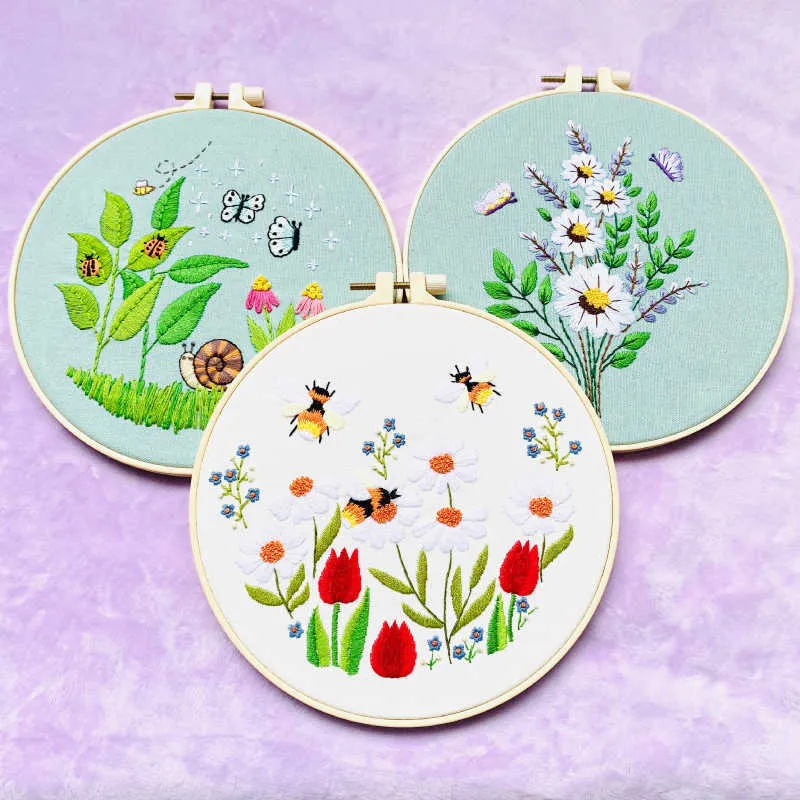 Chinese Style Products Living Garden Embroidery DIY Needlework Houseplant Pattern Needlecraft for Beginner Cross Stitch Artcraft Tools(With