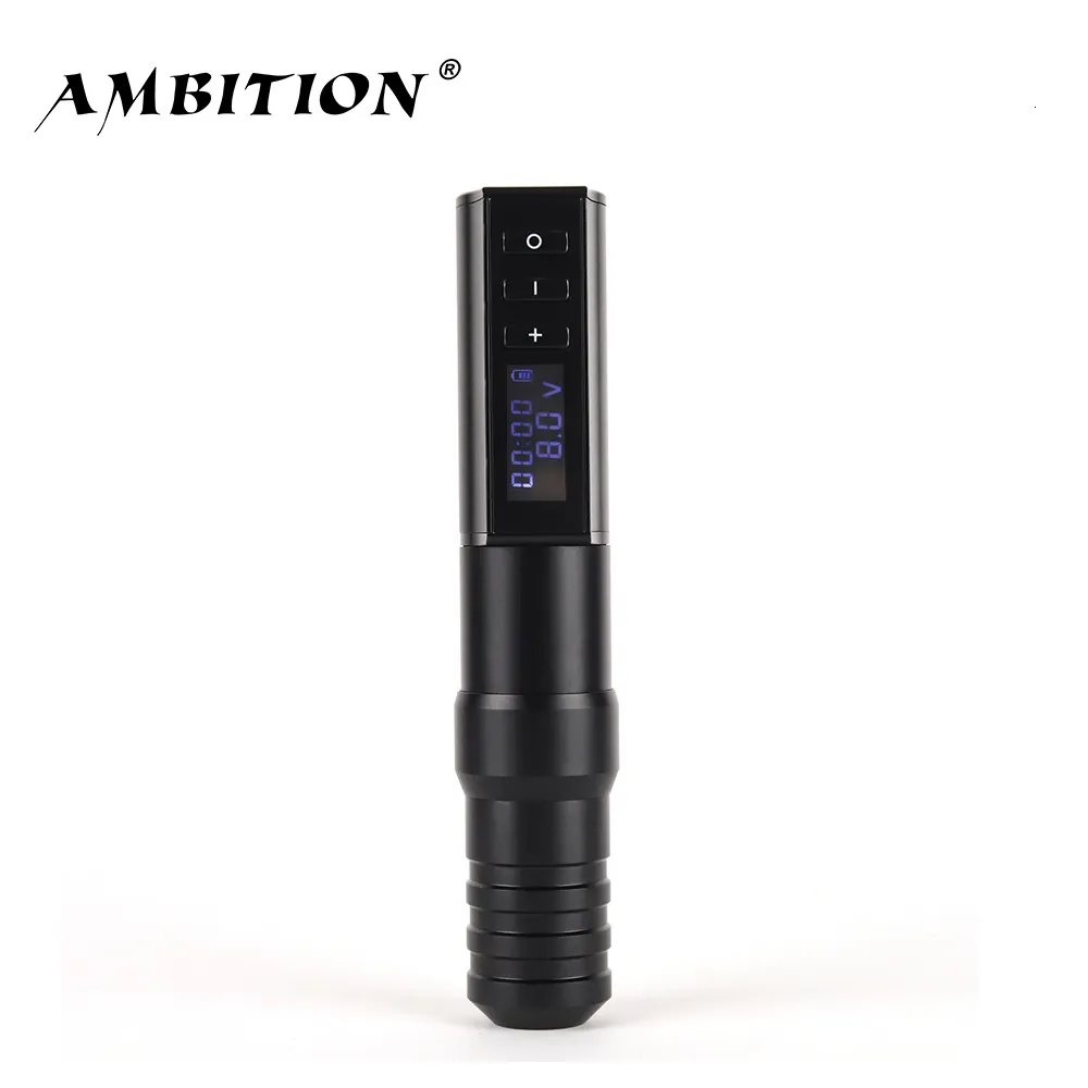 Machine à tatouer Ambition Hunter Stylo sans fil 1650mAh Batterie au lithium Alimentation LED Numérique pour Body Art 230803