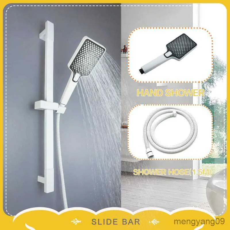 Pommeaux de douche de salle de bains Blanc de haute qualité Tringle de douche murale Tringle de douche réglable Ensemble de glissières Fonction Style minimaliste Douche R230804