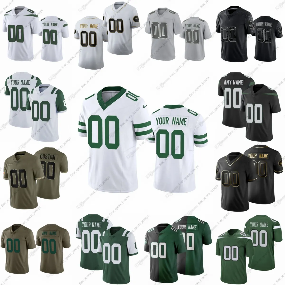 8 Aaron Rodgers voetbalshirts Zach Wilson C.J. Mosley Corey Davis Elijah Moore Jermaine Johnson II Ahmad Gardner Garrett Wilson