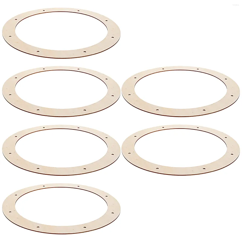 Dekorativa blommor 6 PCS kransram Cirkelbakgrund Stativ Trähantverk som gör runda formverktygsramar DIY -ringar Flower Hoops