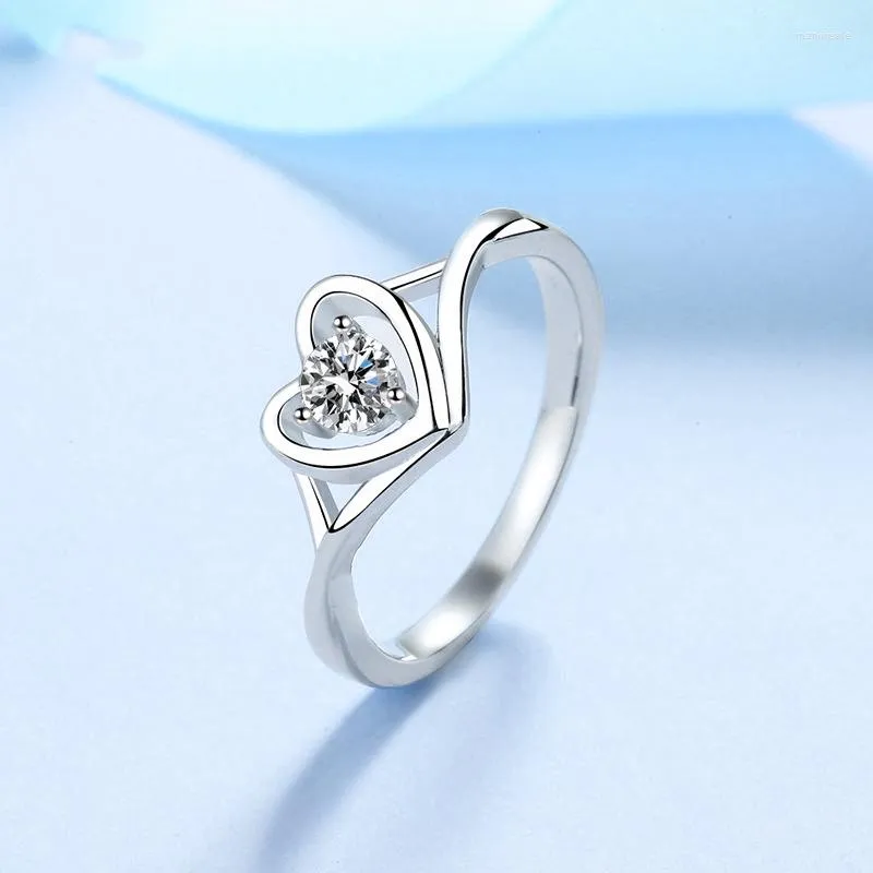 Cluster Ringen Hart Diamant Belofte Ring Voor Vrouwen VVS1 D Kleur Moissanite Engagement Sterling Zilveren Bruiloft Sieraden Gift Inclusief Doos