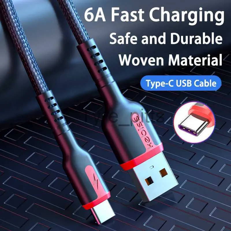 شحنات/كابلات 66W 6A نوع الشحن السريع C كبل Cable USB C لـ Samsung Huawei P40 Mate40 Xiaomi Redmi Poco Charger Cable USB X0804