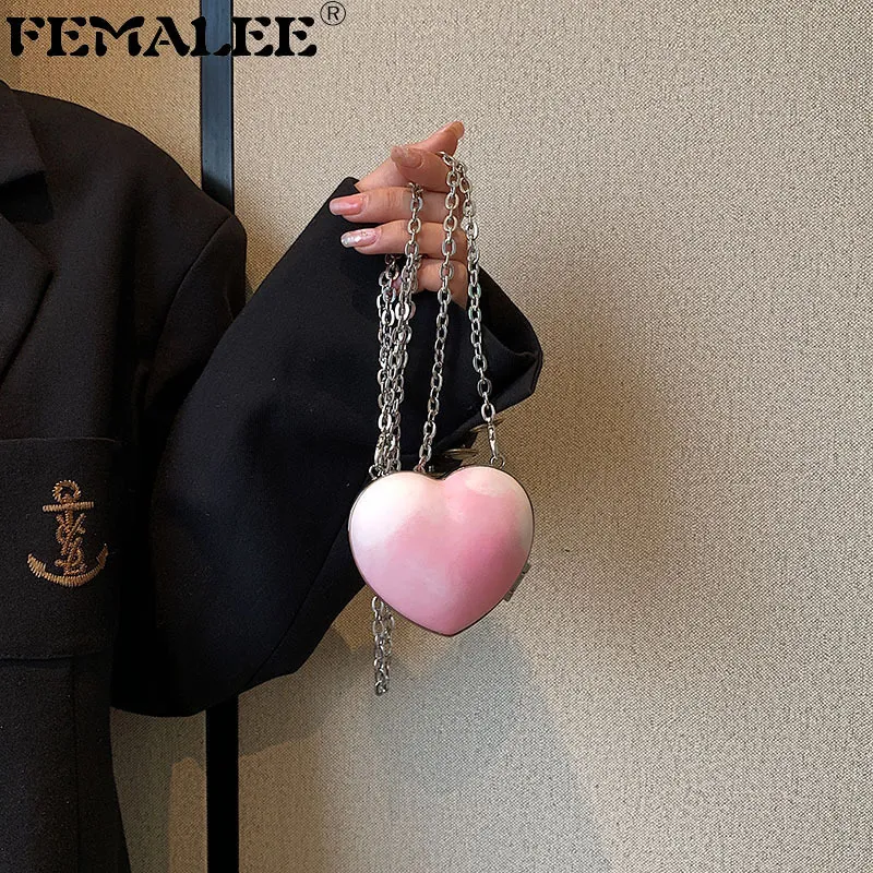 Borse da sera Borsa a forma di cuore di pesca di lusso con pochette per chiavi per auricolari Mini Borse a cuore con amore Borsa a tracolla per cena nuziale Portafoglio Accessori 230803