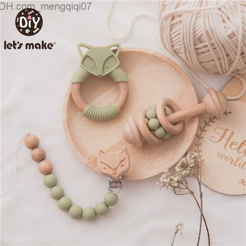 Pacifier Holders Clips# Let's make wooden tooth bells fox Rattlesnake wooden rings beech wooden rings toys silicone Nipple brackets children's gifts Z230804