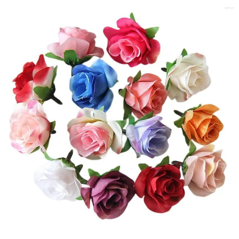 Decorative Flowers 20/30Pcs Artificial Fake Rose Head Christmas Wreath Decoration For Home Wedding Party Scrapbook Bride Accessory