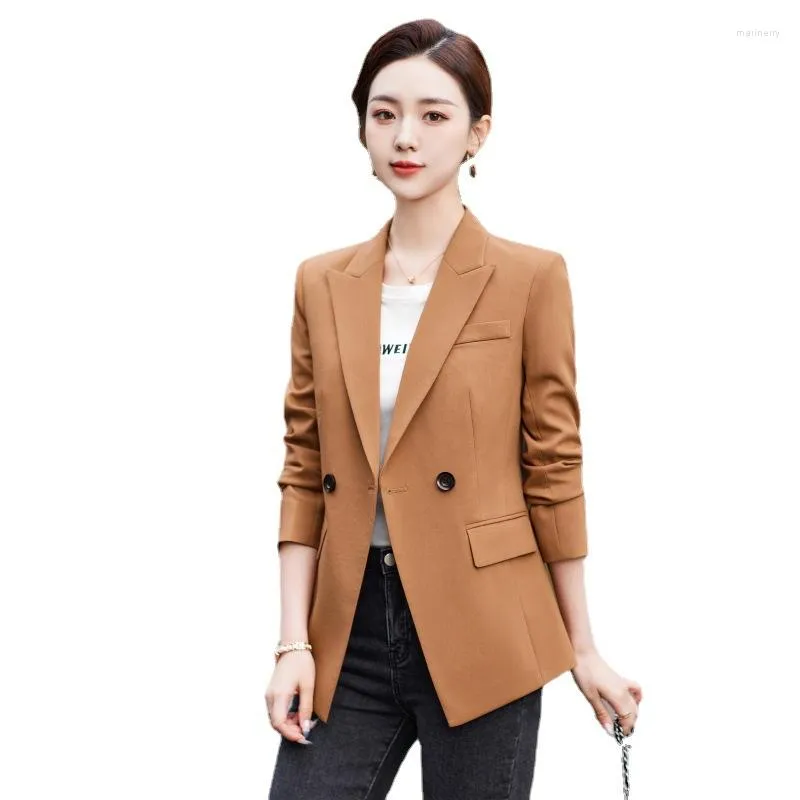 Women's Suits Single Button Office Ladies Formal Blazer Women Khaki Orange Black Female Business Work Wear Slim Jacket For Autumn Winter