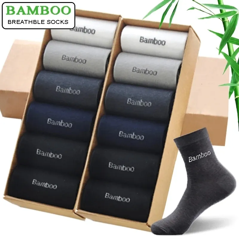 Mens Socks 10PairSlot Men Bamboo Märke Bekväm andningsbar Affärsbesättning Högkvalitativ Sox Male Gift 230803