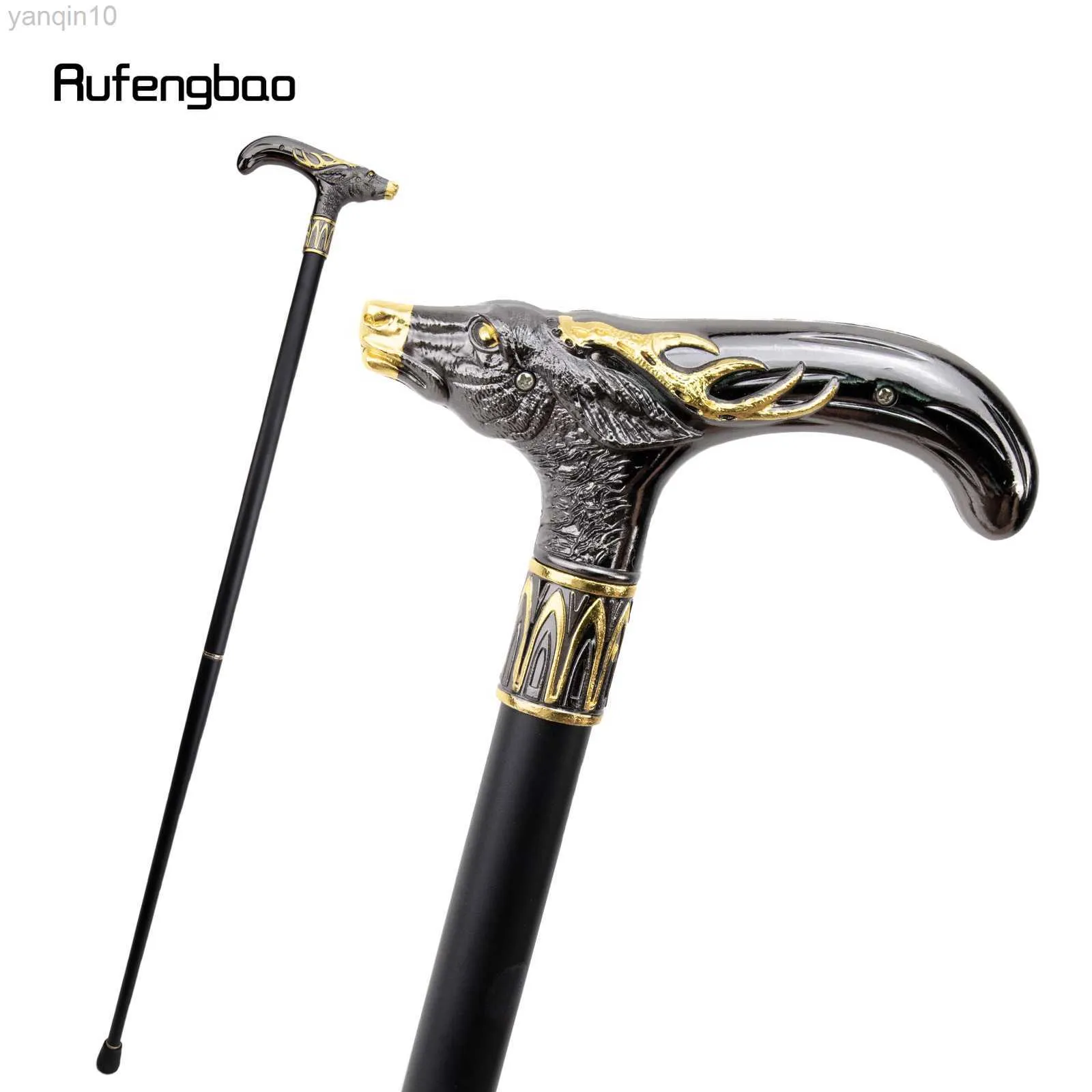 Trekkingstöcke Golden Black Sika Deer Head Spazierstock Mode Dekorativer Gehstock Gentleman Elegant Cosplay Cane Knob Crosier 93 cm HKD230804