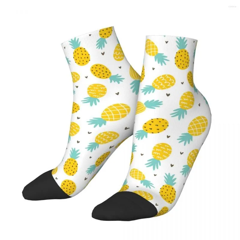 Men's Socks Pineapple Hearts Pattern Short Women's Polyester Funny Happy Spring Summer Autumn Winter Low Tube Gifts