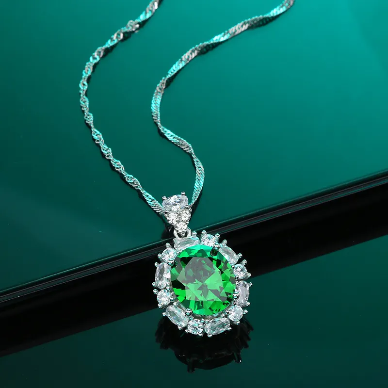 Europejski i amerykański turkusowy Naszyjnik Pełny diamenty Kobietowy Oryginalny projekt S925 Srebrna biżuteria Lady