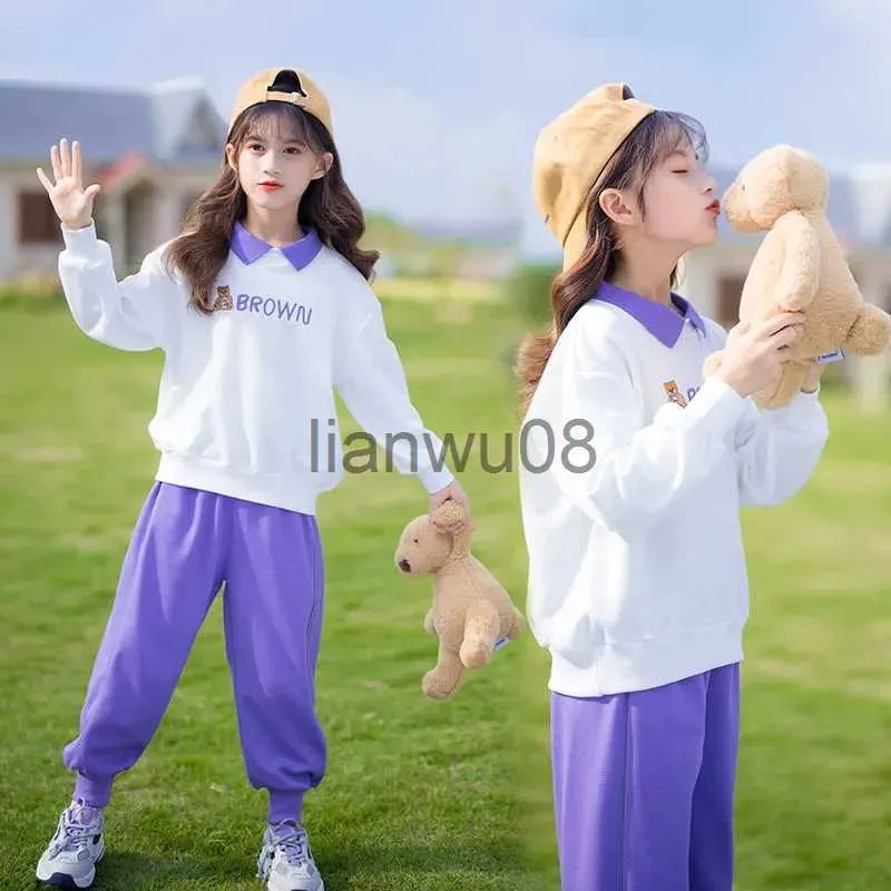 Clothing Sets 2023 Autumn spring Teens Girls Clothes Set Long Sleeve Sweater t shirt Pants Casual Child tracksuit 4 5 6 7 8 9 10 11 12 Years x0803