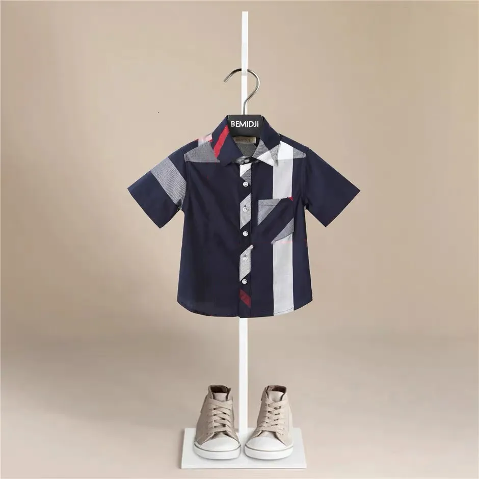 Enfants Chemises Qualité Mode Garçons Chemise À Carreaux Rayé Style Enfants Chemises Enfants Coton Vêtements Bébé Garçon Filles À Manches Courtes Chemise Tops 230803