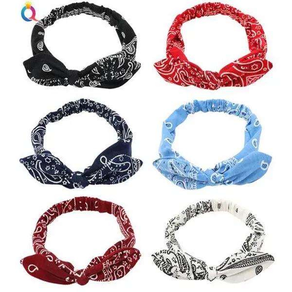 Femmes daim doux solide impression bandeaux Vintage Boho croix noeud élastique bandeaux Bandanas filles bandes de cheveux accessoires de cheveux