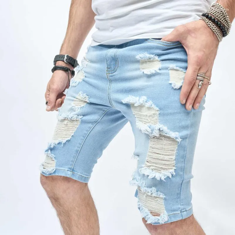 Men's Shorts Vintage Ripped Slim Fit Denim Short Pant Men Streetwear 2023 Spring Summer Fashion Solid Color Button Jean Clothing