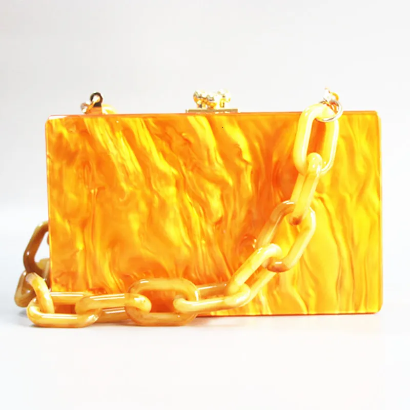 Kvällspåsar Pearl Orange Akryl Designer Handväskor Womens Bag Brand Cross Body Clutch Fashion Girl Shoulder Messenger Purse 230803