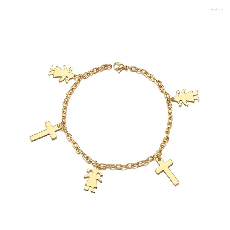 Anklets Foot Bracelet Women Stainless Anklet Gold Color Cross Charm Summer Decoration Classic Leg ChainJewelry