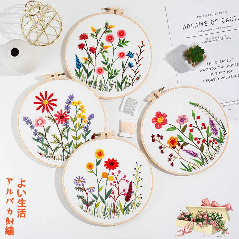 Kinesiska stilprodukter manuell broderi material väska doft blommor enkla inträdesnätverk set broderi leveranser