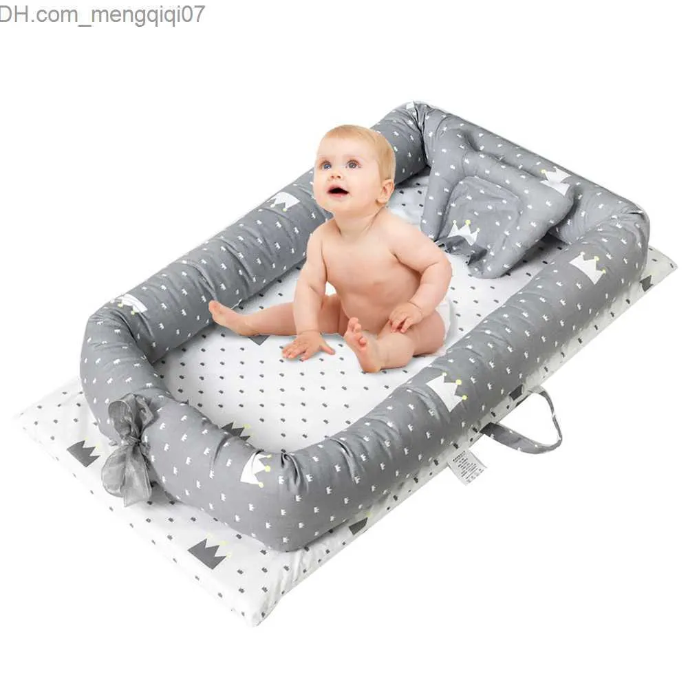 Moisés Cunas Nido de bebé Cama de bebé Salón portátil Bassnet Parachoques Dormir con almohada Cojín Cama de bebé de algodón Cuna de viaje Cama de bebé neonatal Z230804