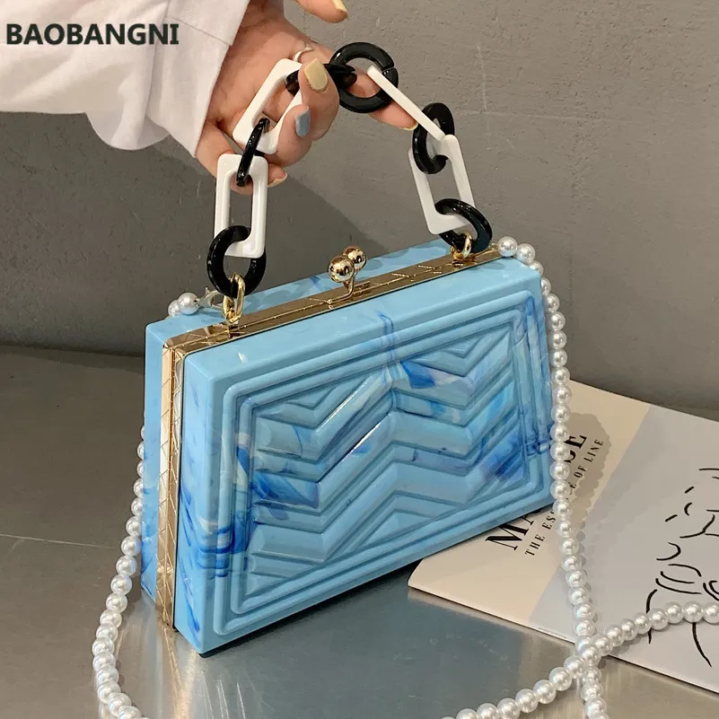 Evening Bags Luxury Marble Acrylic For Women Vintage Messenger Solid Clutch Box Shape Party Prom Handbags 230803