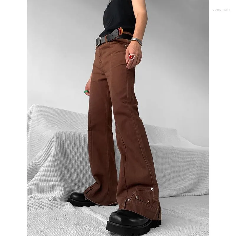 Women's Jeans High Street Brown Vintage Baggy Waist Straight Wide Leg Pants Hip Hop Casual Mopping Denim Trouser Ladies Autumn