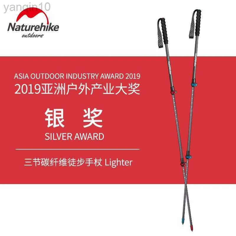 Bâtons de trekking Naturehike SILVER AWARD Ultraléger 135g en fibre de carbone Trekking Pole Longueur réglable Randonnée Bâtons de marche Camping en plein air Cannes HKD230804