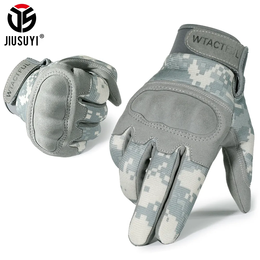 Fingerless Gloves Tactical Military Army ACU Camouflage Touch Screen Paintball Combat Fight Hard Knuckle Bicycle Full Finger Men 230804