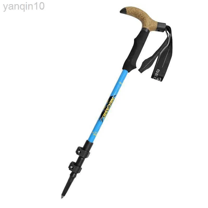 Trekking Poles Three-Section Carbon Walking Sticks Ultra Light Climbing Alpenstock 56-120cm Antiskid Wear Resistance Shock Absorption HKD230804