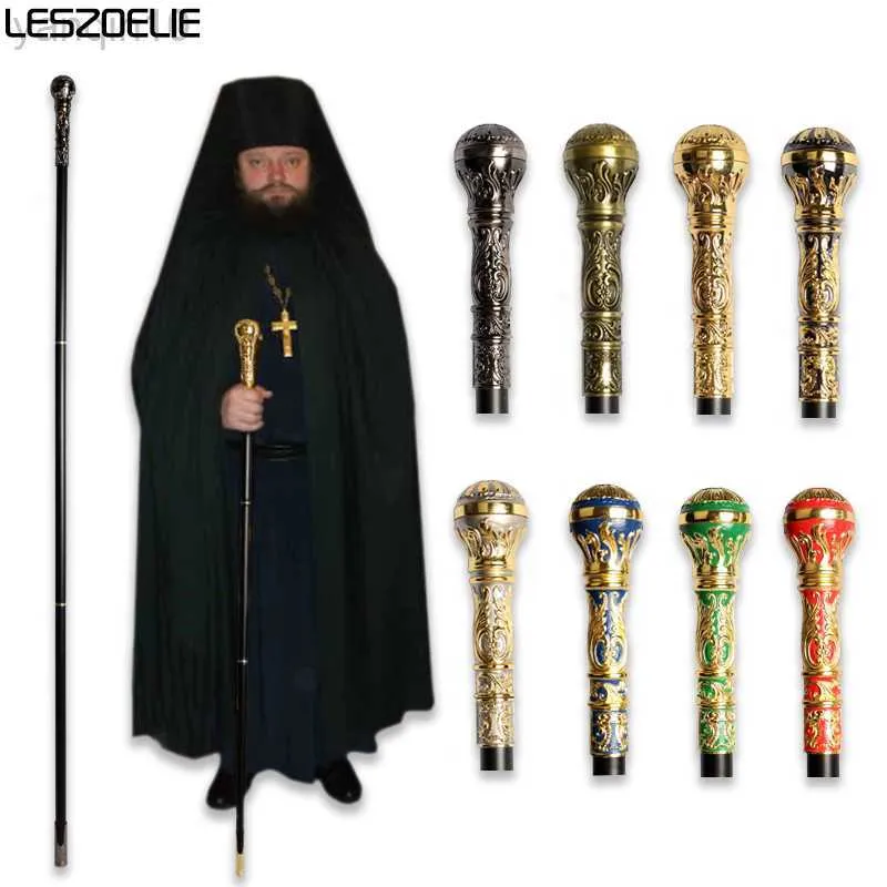 Trekking biegunowie 8 kolorów 143 cm (56,3 '') Man Gold Church Stick Kamena Kobiety Luksusowe uchwyt Holy Walking Laski Eleganckie vintage spacery HKD230804