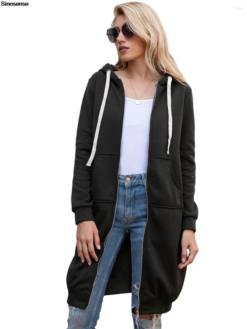 Women's Hoodies Womens Casual Full Zip Up Bekväm Long Tunic Winter Fleece Jackets Fashion Sweatshirt med fickor 5xl