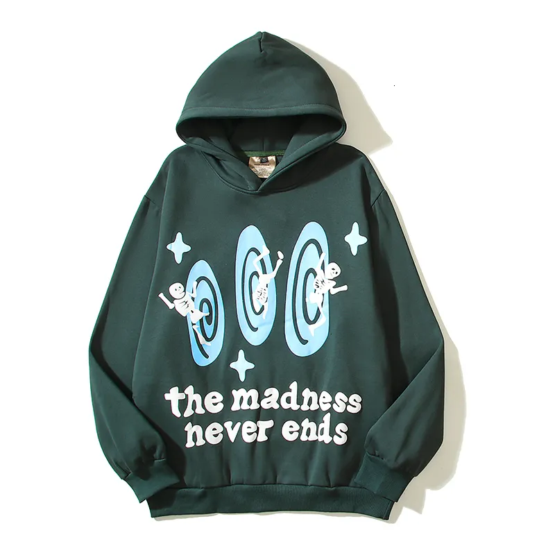 Mens Hoodies Sweatshirts Unisex Y2K The Madness Never End Foam Broken Fleece Hooded Hip Hop Vintage Pullover Oversize Hoody 230803