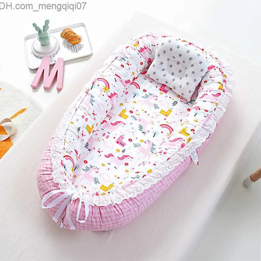 Bassinets Cradles Sleep Portable Neonatal Bassinet Travel Folding Baby Cradle Bed Lace Bed Baby Princess Nest Bumper Z230805