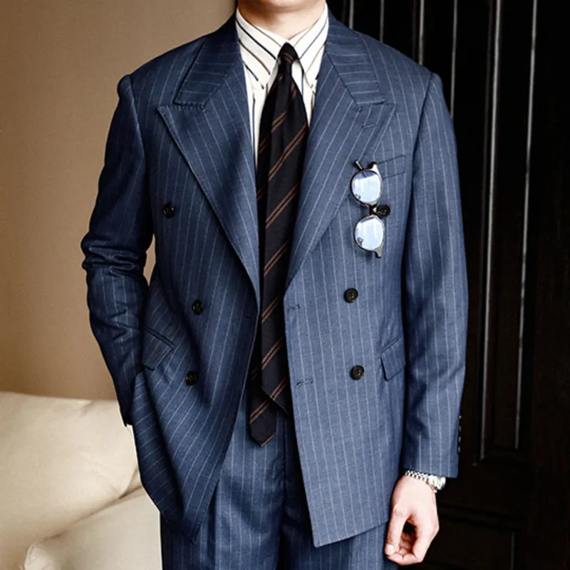 ボトムスその他 Plain Striped Double Breasted Blazer a88468e1-432f-46ef-a400-