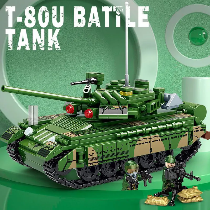 Blokken Militaire Voertuigen T80 Main Battle Tank USSR US Bouwstenen Wereldoorlog 2 Leger Action Figure Bricks Kit ww2 Model kinderen Speelgoed 230803