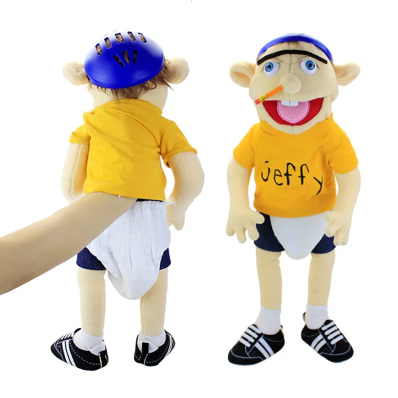 Kreskówka Puppets Jeffy Boy Hand Puppet Dzieci miękki lalki talk show impreza rekwizyty świąteczne lalki pluszowe zabawki Puppet Prezent 230803