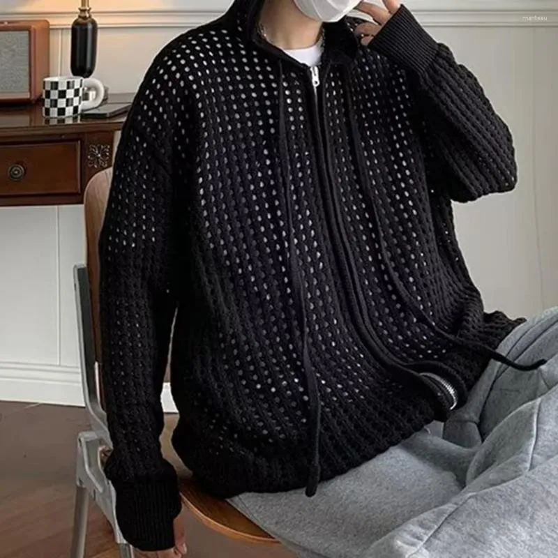 メンズセーターセーターセーターコート魅力的なポリエステルニットメンズフード付き秋のカーディガンギフト