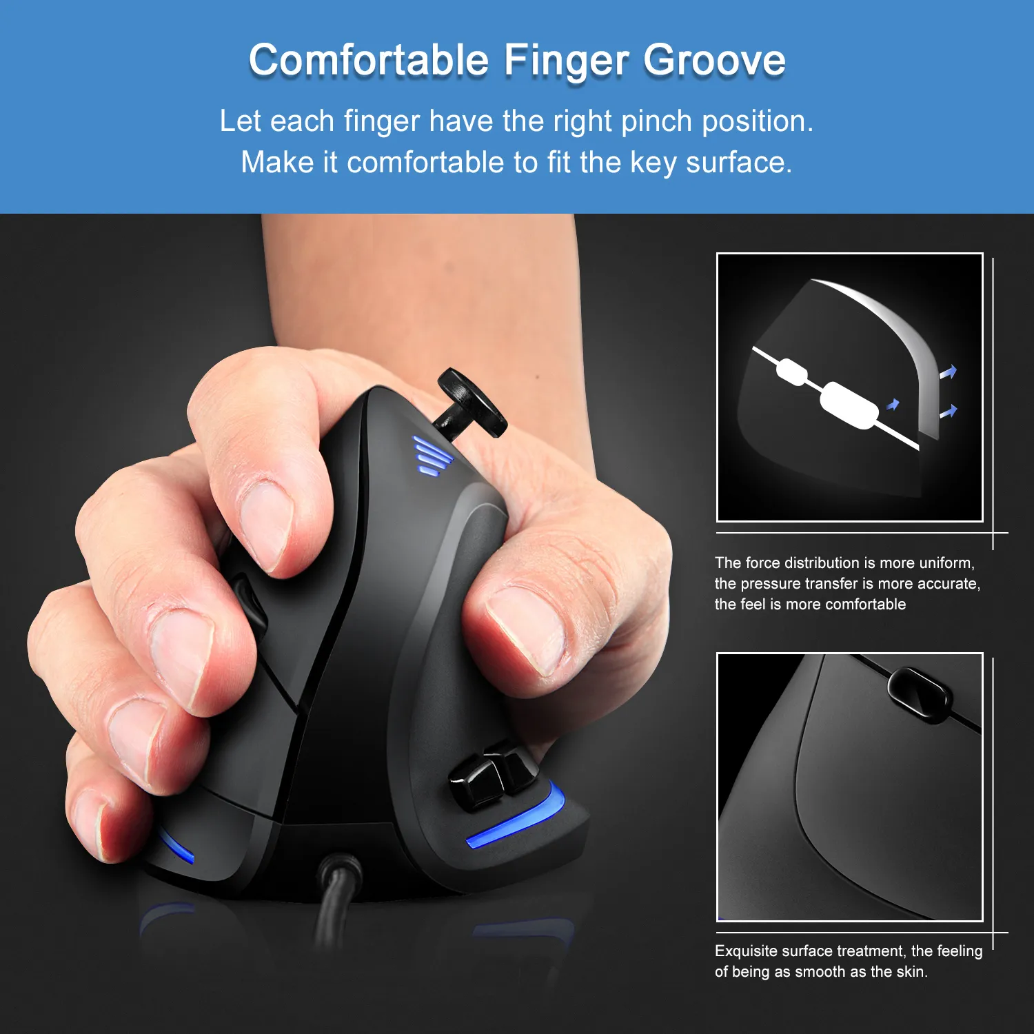 Ergonomic Vertical Gaming Mouse - Wired RGB USB, Programmable, 10000 ...