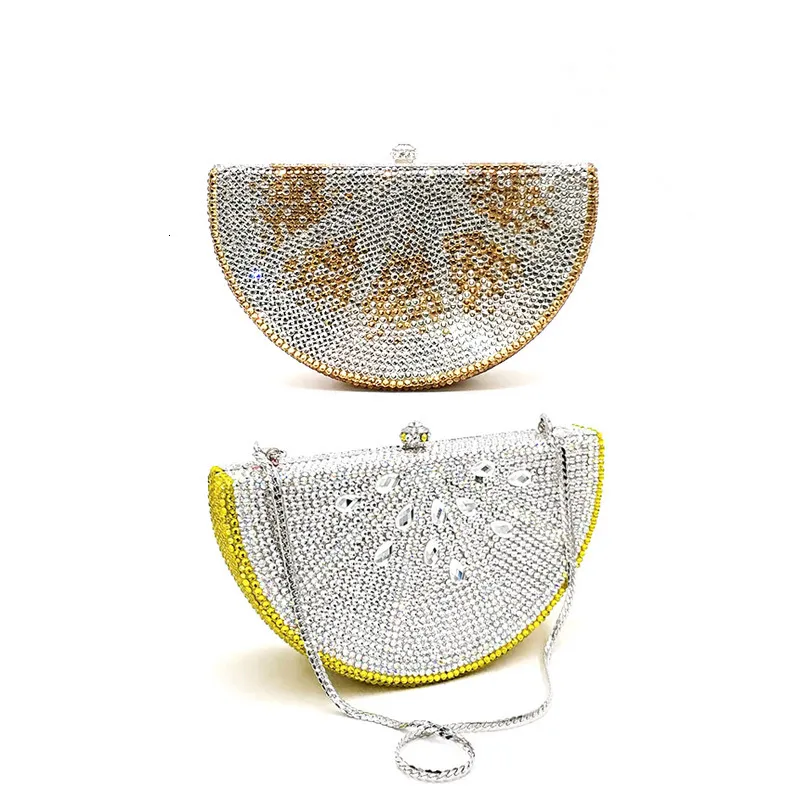 Evening Bags Special design Bridal wedding party purses women evening diamonds fruit lemon slice crystal clutches full 230803