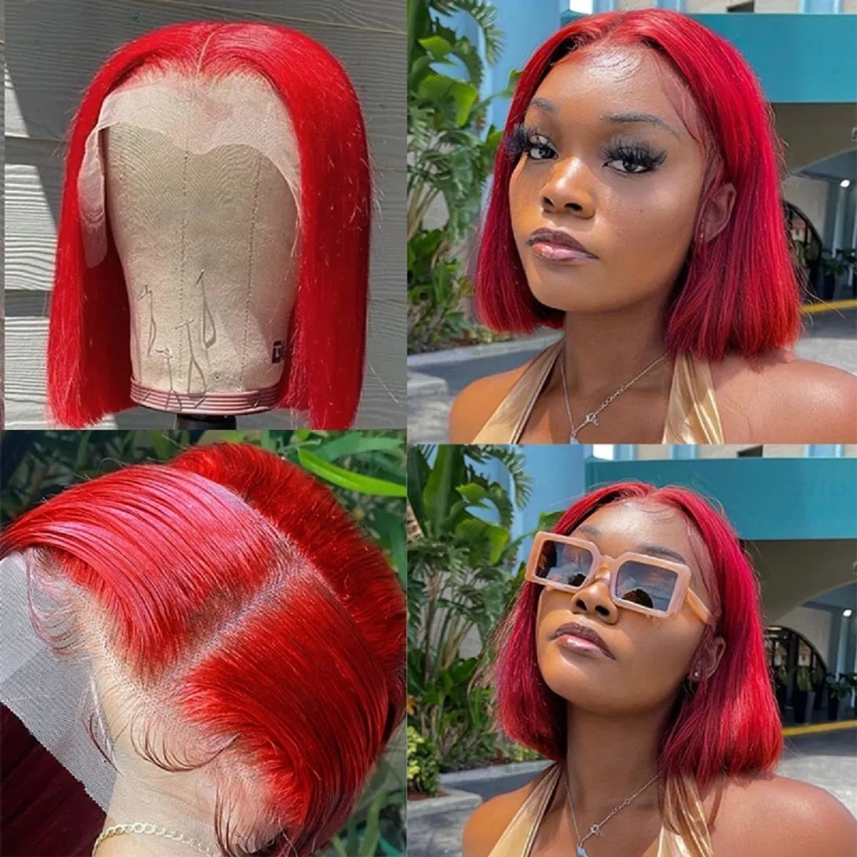 Short red shop wigs for sale