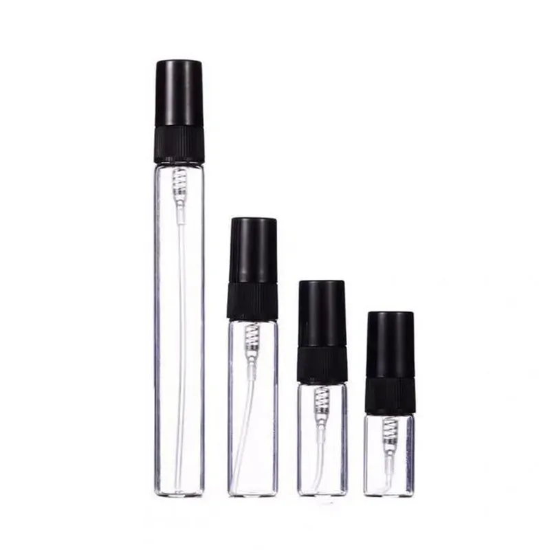 2ML 3ML 5ML 10ML Black Clear Portable Mini Perfume Glass Bottle Empty Cosmetics Bottles Sample Thin Glass Vials