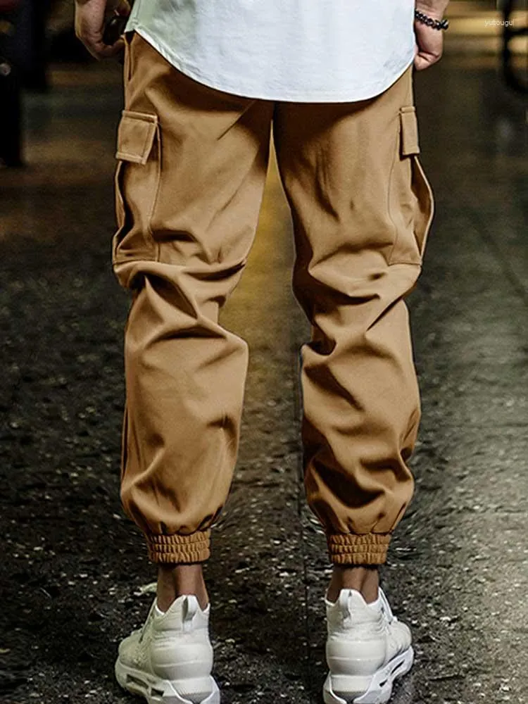 ZAFUL Mens Drawstring Cargo Pants With Flap Pockets Elastic