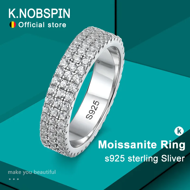 Eheringe KNOBSPIN Vollring 925er Sterlingsilber vergoldet 18 Karat Band Hip Hop Ringe für Frau Mann Party Funkelnder Schmuck 230803