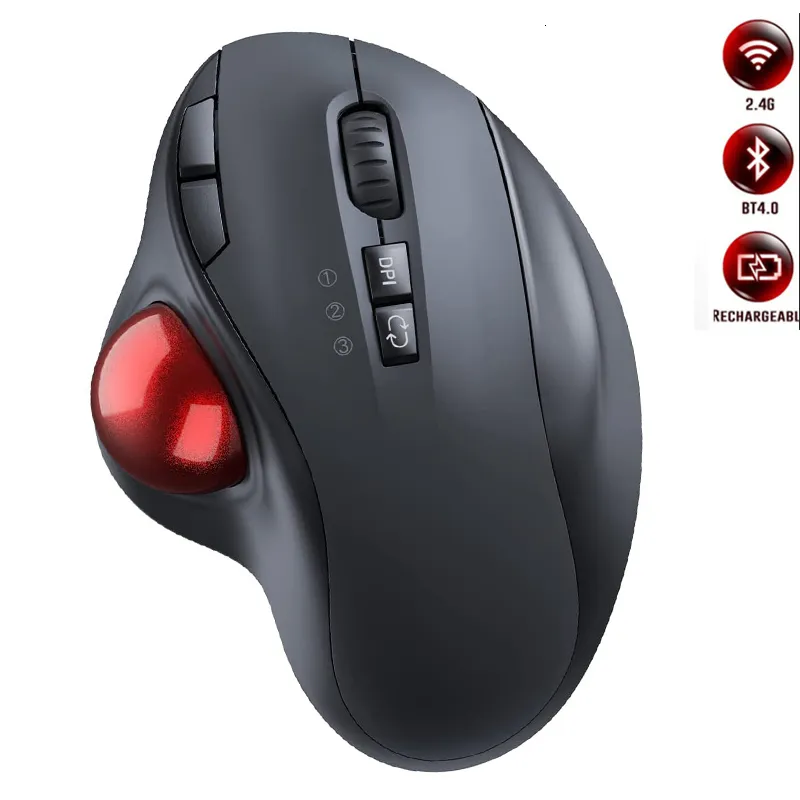 Souris 2 4G Bluetooth Trackball Mouse Rechargeable Gaming pour Mac WindowsCreative Professional CAD Drawing Game 230804